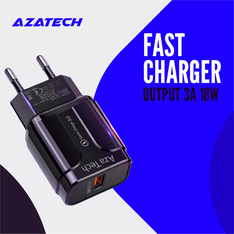 AzaTech QC 3.0 Fast Charger 3A 18W - Black
