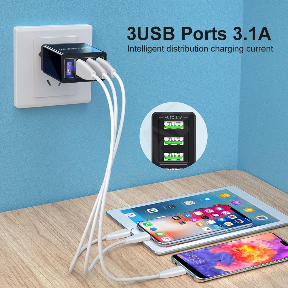 AzaTech QC 3.0 Fast Charger With 4 USB Port 3A 30W
