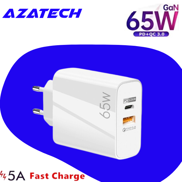 AzaTech Supercharge PD 65W GaN USB C Charger