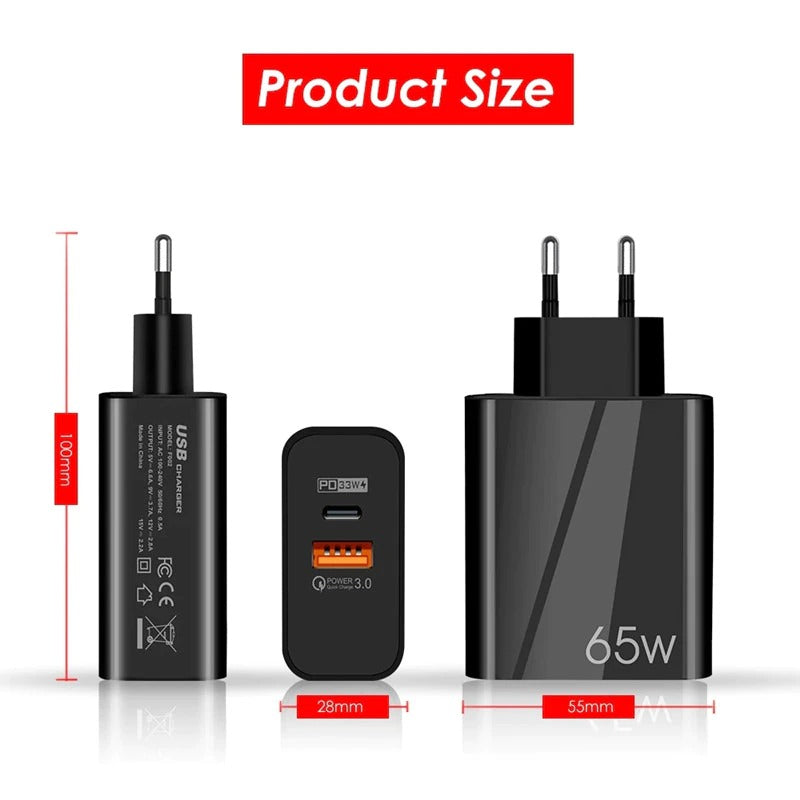 AzaTech Supercharge PD 65W GaN USB C Charger