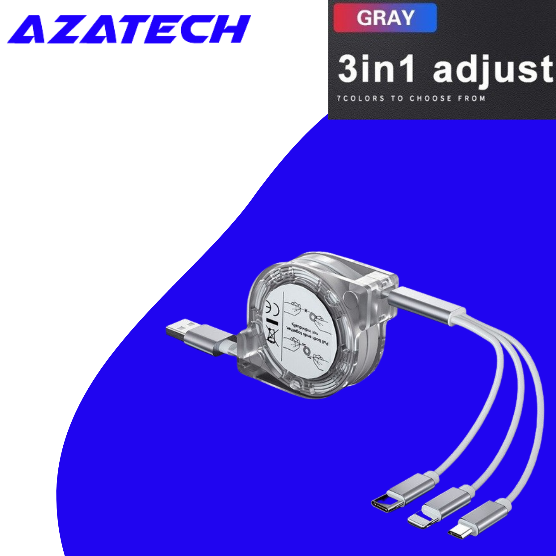 AzaTech 3 in 1 USB Charging Cable Fast Charger