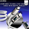 40W 1.5m Digital Display Braided USB-C To Type-C Super Fast Charging Cable