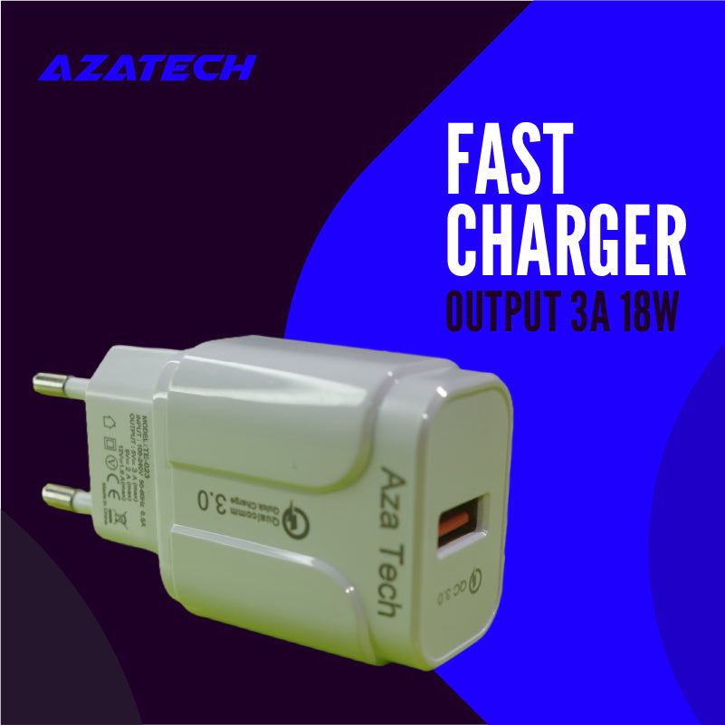 AzaTech QC 3.0 Fast Charger 3A 18W - Black