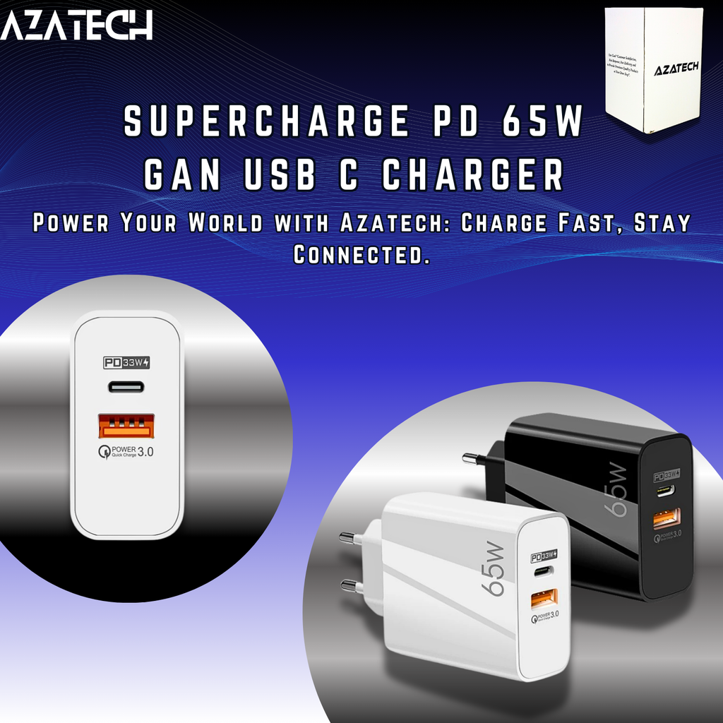 AzaTech Supercharge PD 65W GaN USB C Charger